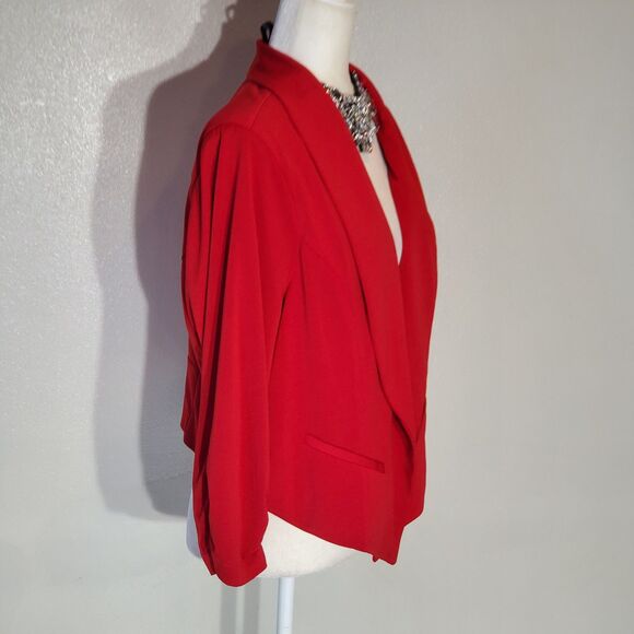 TORRID BLAZER COLOR RED 3/4 SLEEVE POLY/SPANDEX SIZE 2(2X) - Picture 1 of 6
